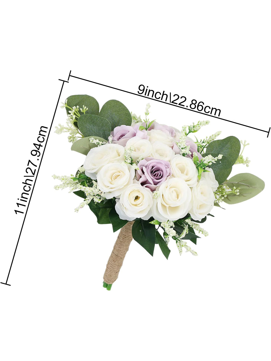 Lilac & White Bridesmaid Bouquets 7 Inch Ivory Flower Set of 6 for Wedding