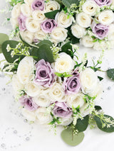 Lilac & White Bridesmaid Bouquets 7 Inch Ivory Flower Set of 6 for Wedding