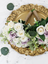 Lilac & White Bridesmaid Bouquets 7 Inch Ivory Flower Set of 6 for Wedding