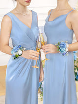 Provence Blue Set of 2 Wrist Corsage Bracelets Pearl Wristlet