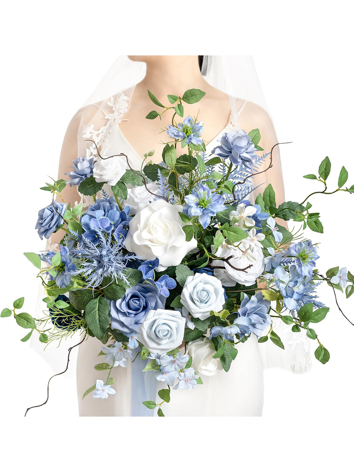 Provence Blue 15 Inch Wedding Bride Bouquets