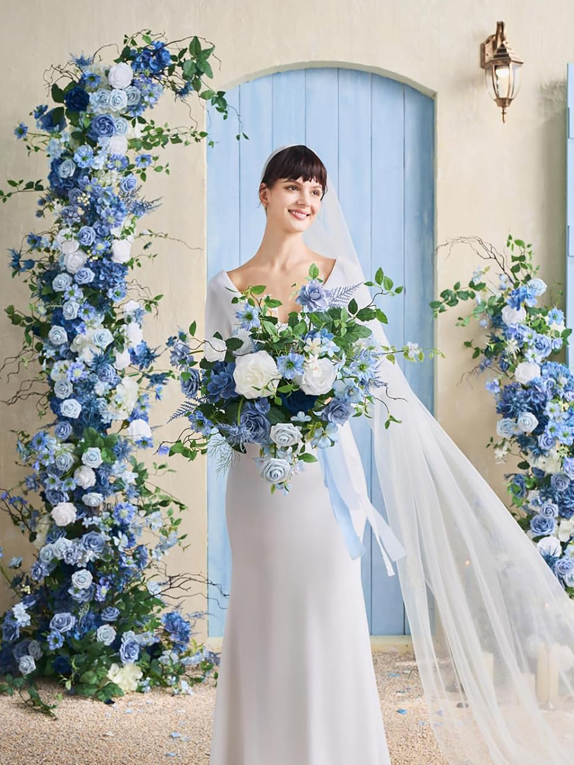 Provence Blue 15 Inch Wedding Bride Bouquets