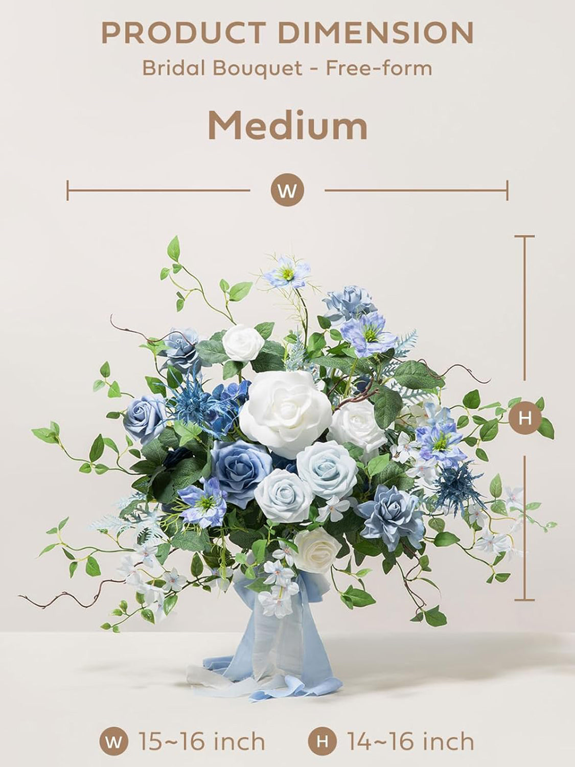 Provence Blue 15 Inch Wedding Bride Bouquets