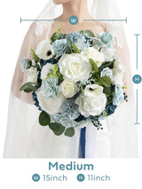 Dusty Blue & Navy 15 Inch Silk Wedding Bride Bouquets