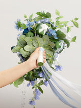 Dusty Blue & Navy 13 Inch  Artificial Flowers Bride Bouquets