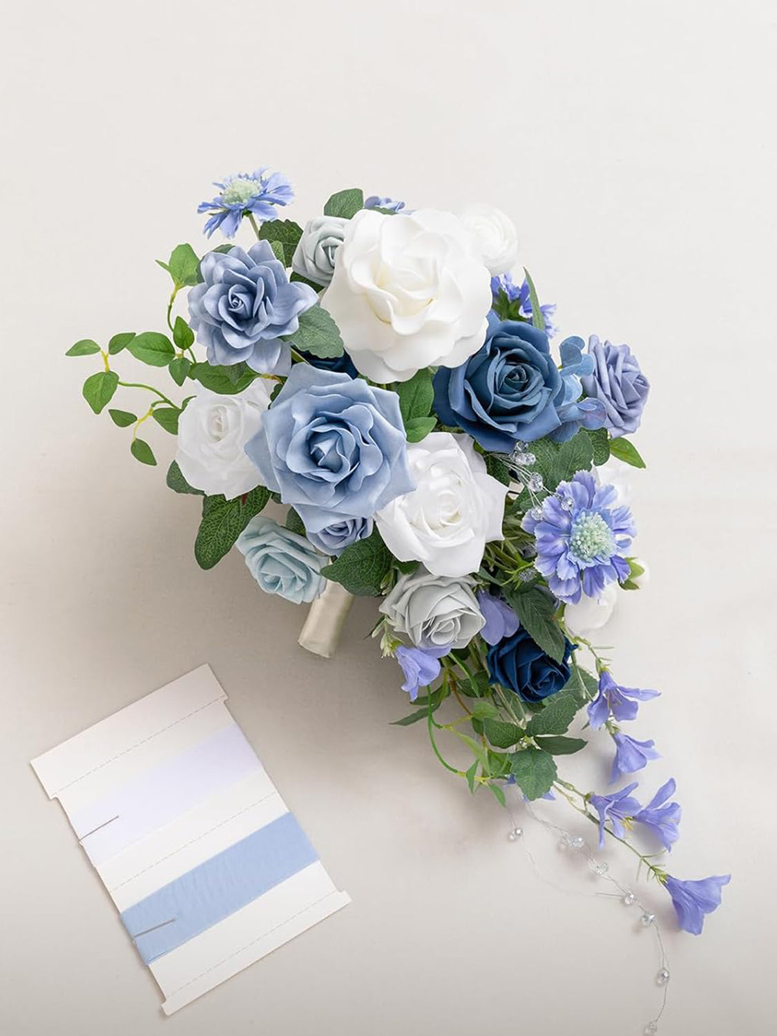 Dusty Blue & Navy 13 Inch  Artificial Flowers Bride Bouquets
