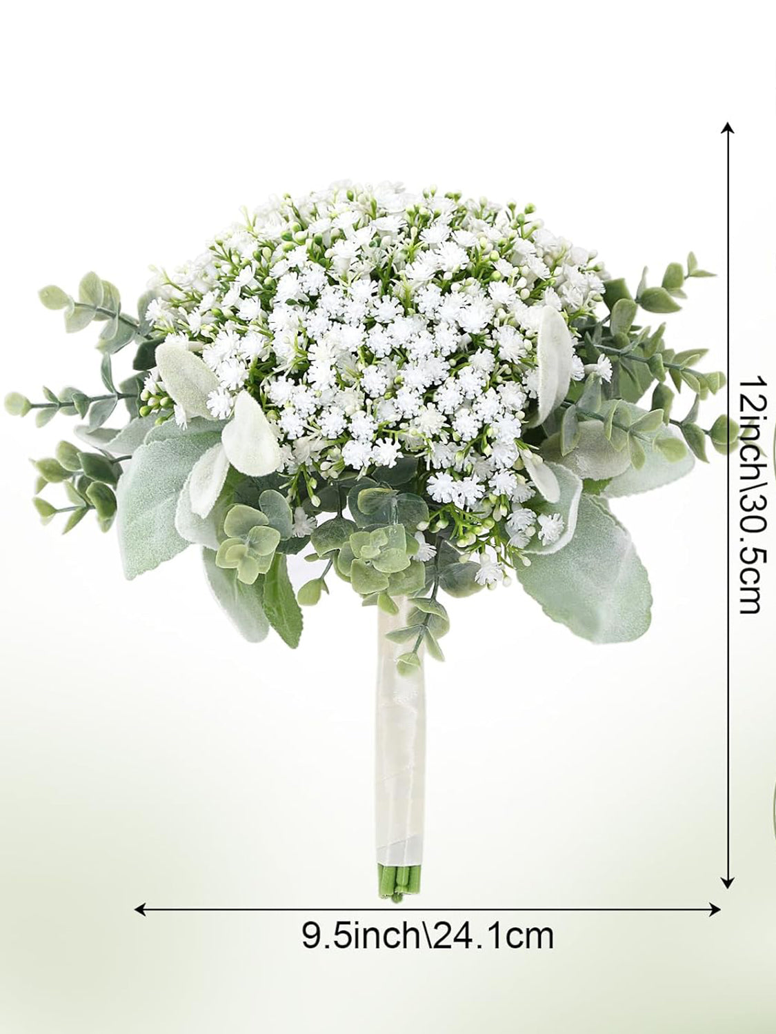 White Gypsophila Wedding 7 Inch Bridesmaids Bouquets Set of 6