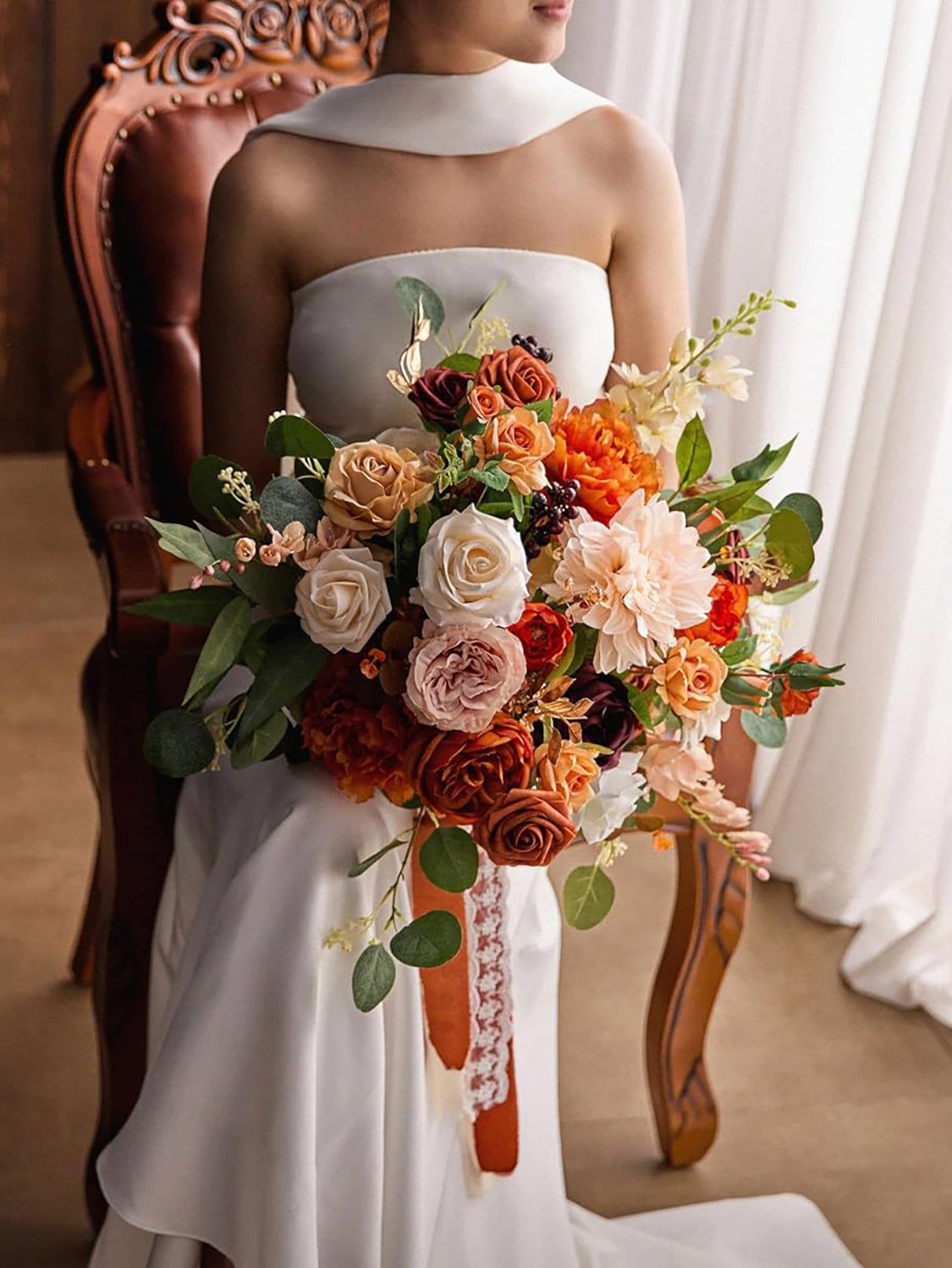 Terracotta Burnt Orange 15 Inch Wedding Bride Bouquets