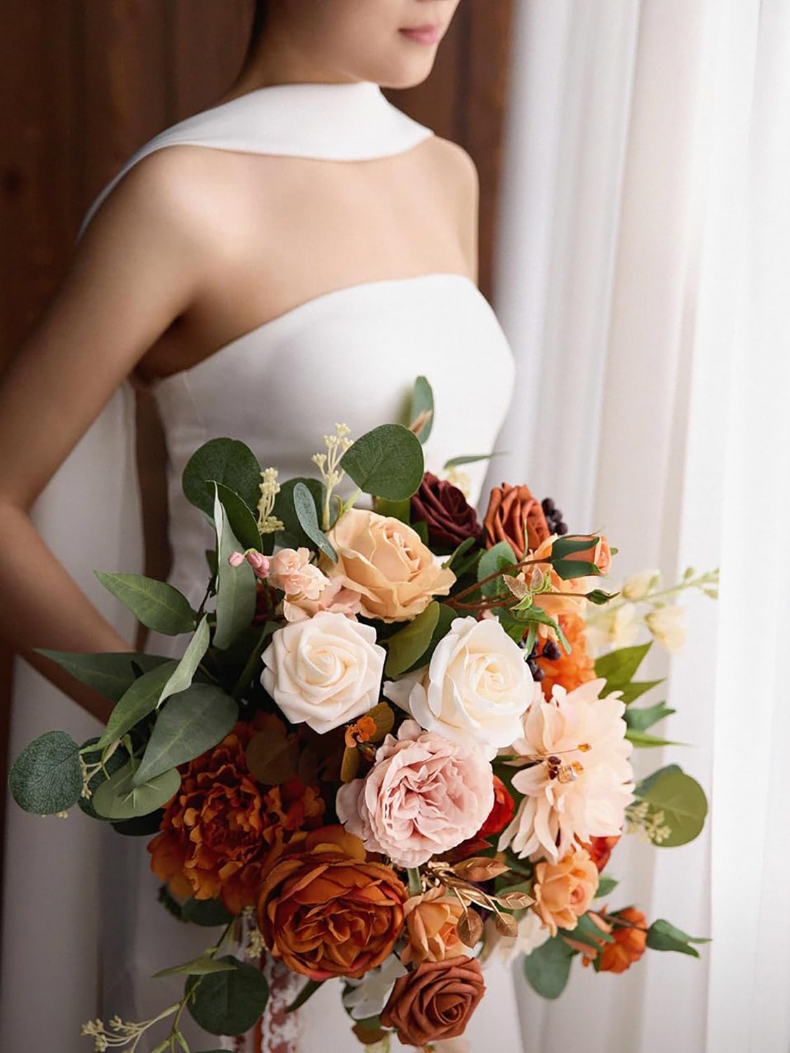 Terracotta Burnt Orange 15 Inch Wedding Bride Bouquets