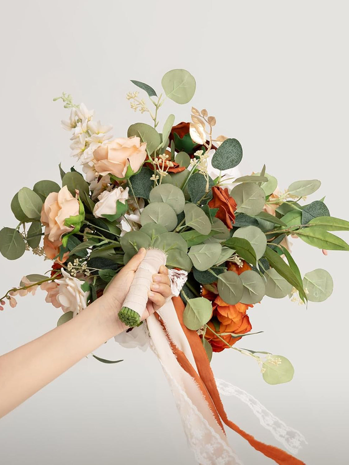 Terracotta Burnt Orange 15 Inch Wedding Bride Bouquets