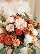 Terracotta Burnt Orange 15 Inch Wedding Bride Bouquets