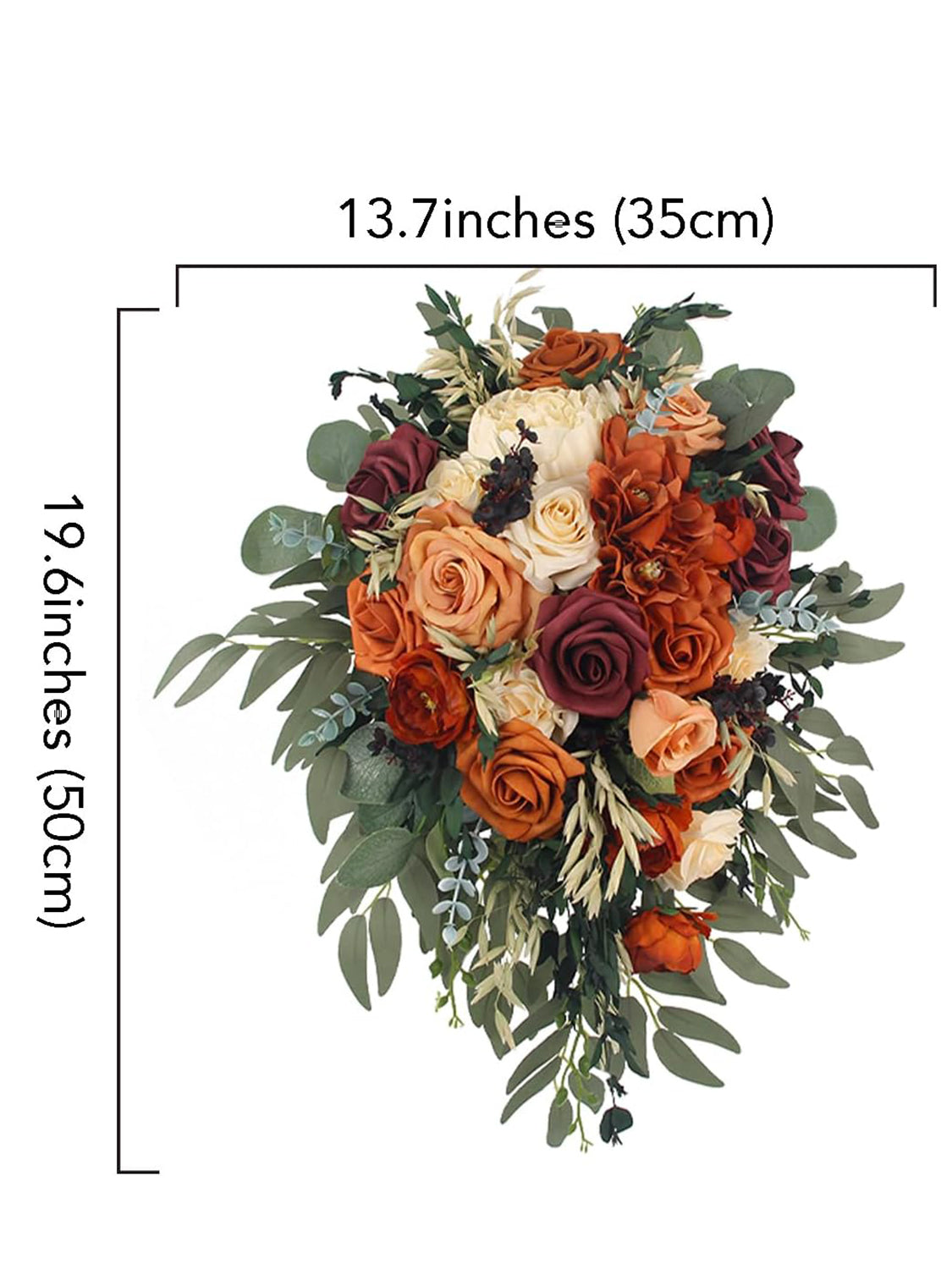 Bride Burnt Orange Cascade Bridal Bouquet 13 Inch