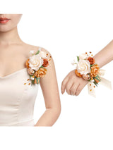 Fall Terracotta Cream 2pcs Prom Wrist/Shoulder Corsage