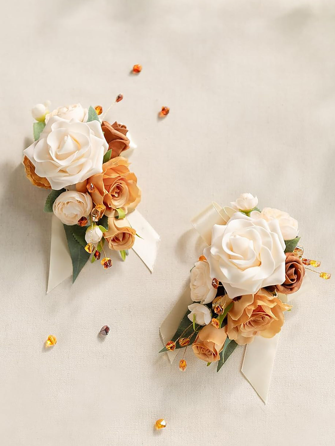 Fall Terracotta Cream 2pcs Prom Wrist/Shoulder Corsage