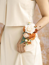 Fall Terracotta Cream 2pcs Prom Wrist/Shoulder Corsage