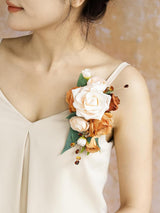Fall Terracotta Cream 2pcs Prom Wrist/Shoulder Corsage