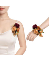 Terracotta Cream 2pcs Prom Wrist/Shoulder Corsage