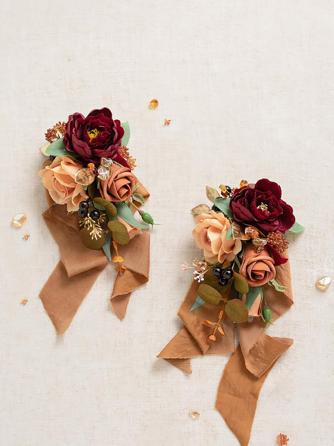 Terracotta Cream 2pcs Prom Wrist/Shoulder Corsage