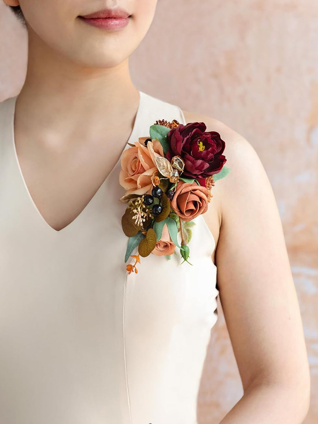 Terracotta Cream 2pcs Prom Wrist/Shoulder Corsage