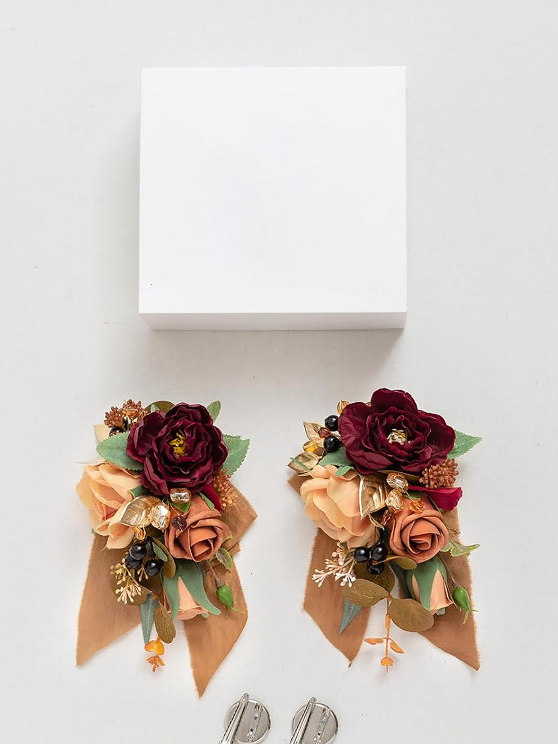Terracotta Cream 2pcs Prom Wrist/Shoulder Corsage
