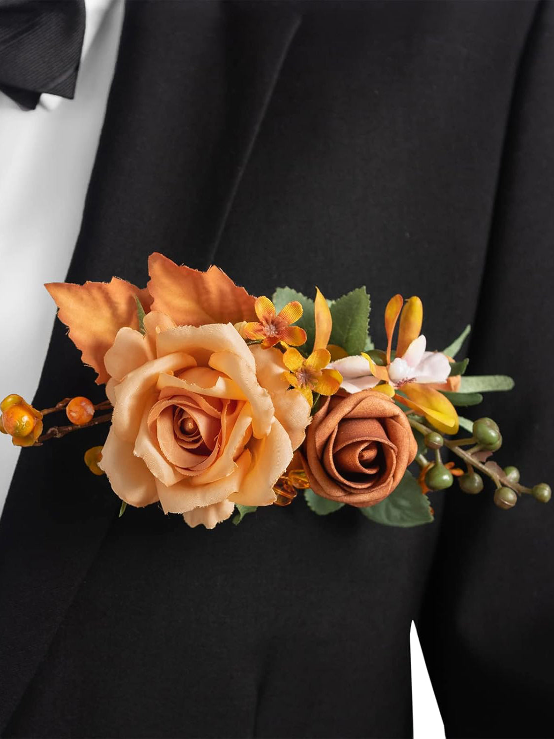 Terracotta Orange Pocket Boutonniere Single  for Men