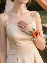 Orange 6 Pcs Wrist Corsages for Wedding