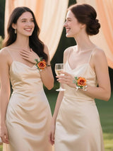 Orange 6 Pcs Wrist Corsages for Wedding