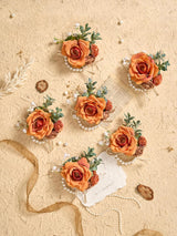 Orange 6 Pcs Wrist Corsages for Wedding