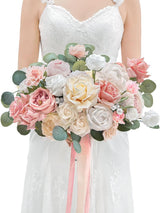 Dusty Rose & Champagne 11 Inch Wedding Bouquets for Bride