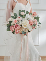 Dusty Rose & Champagne 11 Inch Wedding Bouquets for Bride