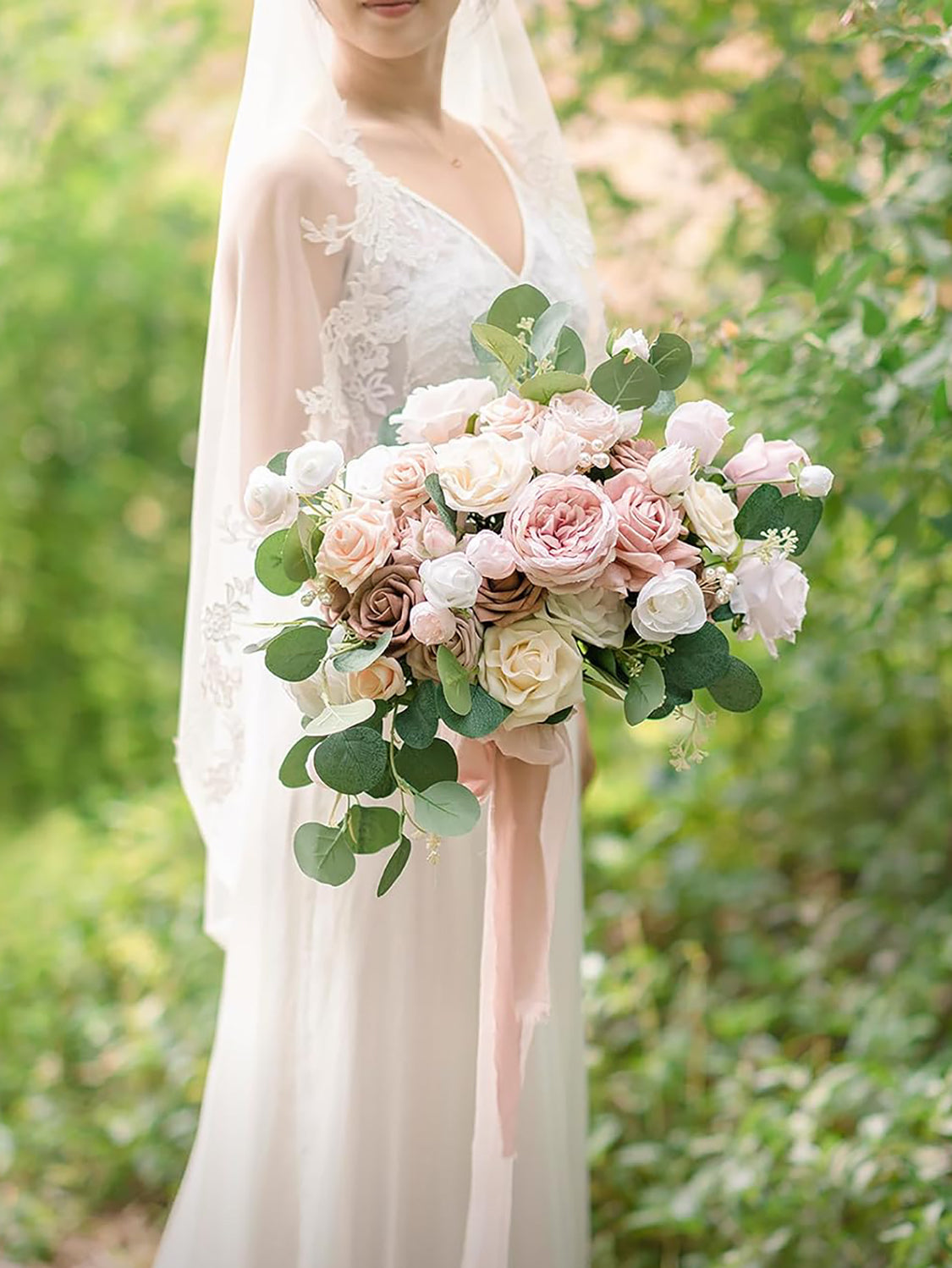 Dusty Rose 15 Inch Wedding Bride Flowers Bouquets