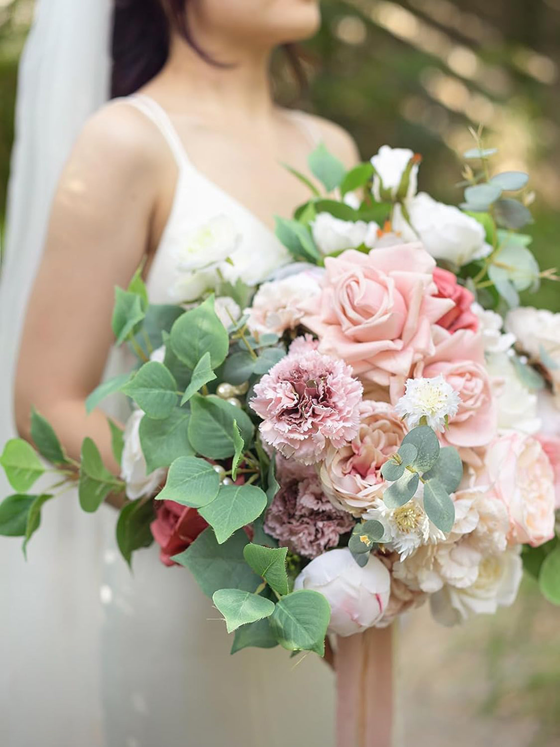 Dusty Rose 15 Inch Wedding Bride Flowers Bouquets