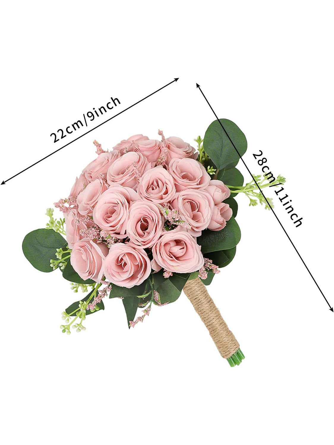 Artificial Ivory Pink Wedding Bridesmaid Bouquets, Set of 6, 7 Inch