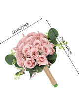 Artificial Ivory Pink Wedding Bridesmaid Bouquets, Set of 6, 7 Inch