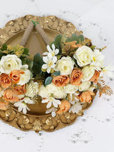 Orange And Ivory 6pc Set 7 Inch Artificial Bridesmaid Bouquets For Wedding