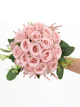 Artificial Ivory Pink Wedding Bridesmaid Bouquets, Set of 6, 7 Inch