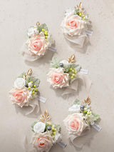 Peach Pink 6pcs Wedding Wrist Corsage Artificial Flowers