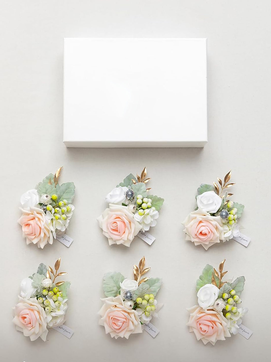 Peach Pink 6pcs Wedding Wrist Corsage Artificial Flowers