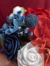 Red & Navy Blue Bridesmaid Bouquets for Wedding Set of 4