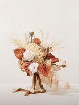 French Orange & Cream 15 Inch Boho Bridal Bouquet Cascading