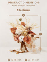 French Orange & Cream 15 Inch Boho Bridal Bouquet Cascading