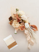 French Orange & Cream 15 Inch Boho Bridal Bouquet Cascading
