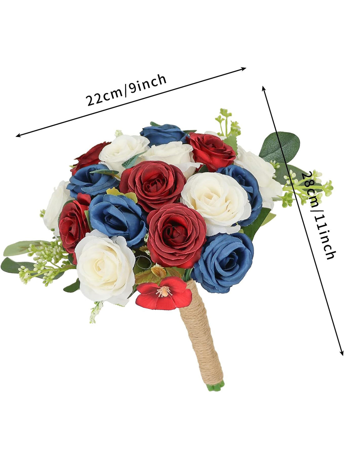 Bridesmaid Bouquets For Wedding 7 Inch Set Of 6 Artificial Ivory Red Blue White