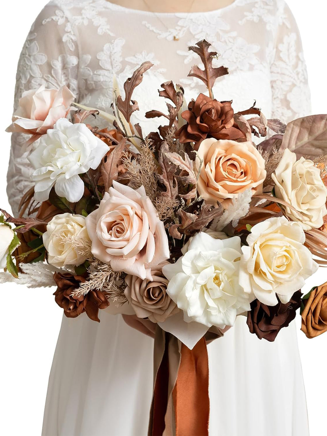 Rust & Sepia 13 Inch Artificial Wedding Bride Bouquets