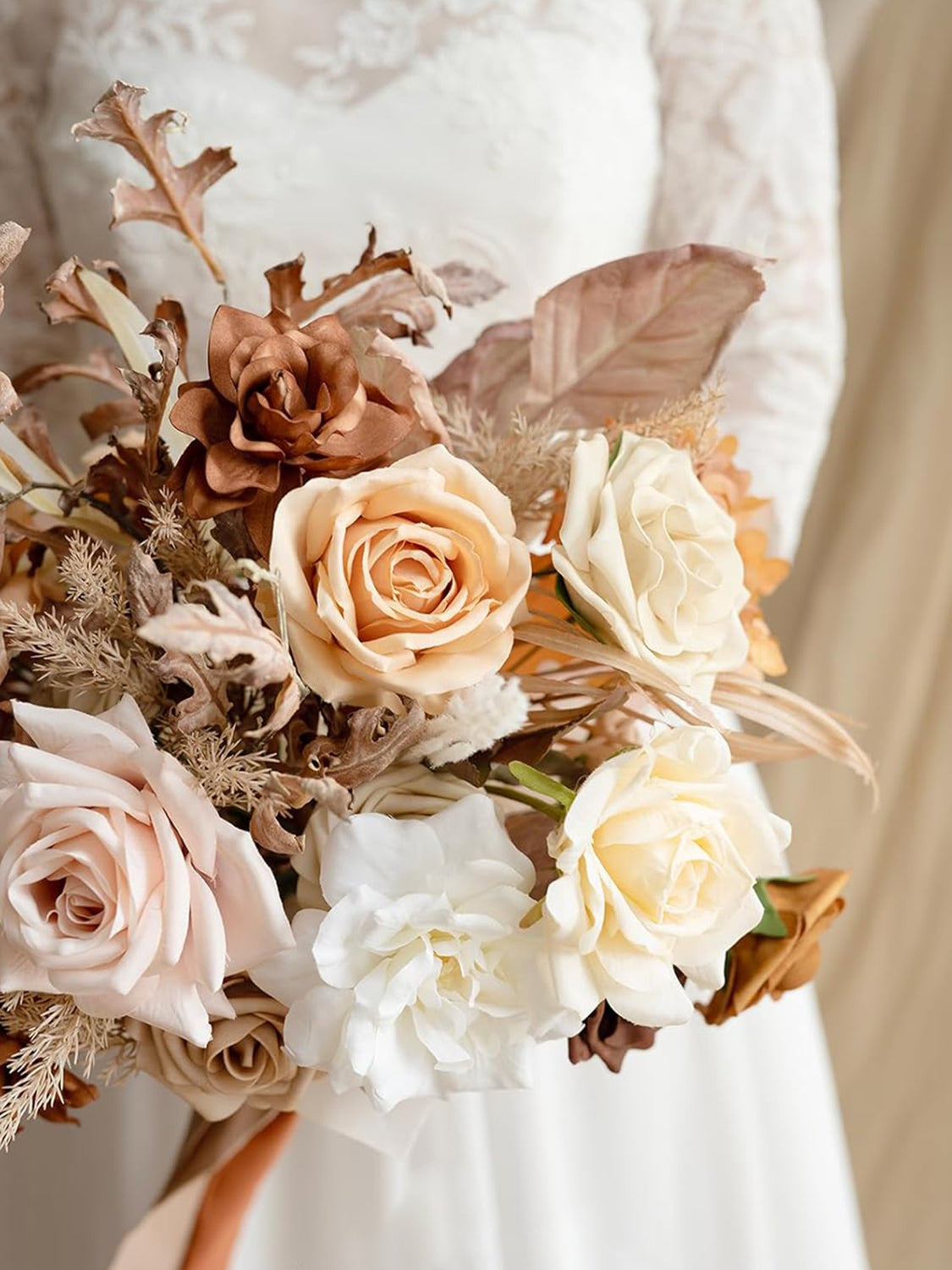 Rust & Sepia 13 Inch Artificial Wedding Bride Bouquets