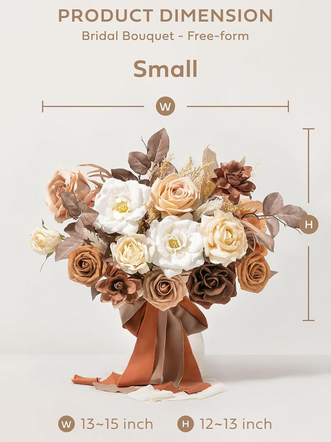 Rust & Sepia 13 Inch Artificial Wedding Bride Bouquets