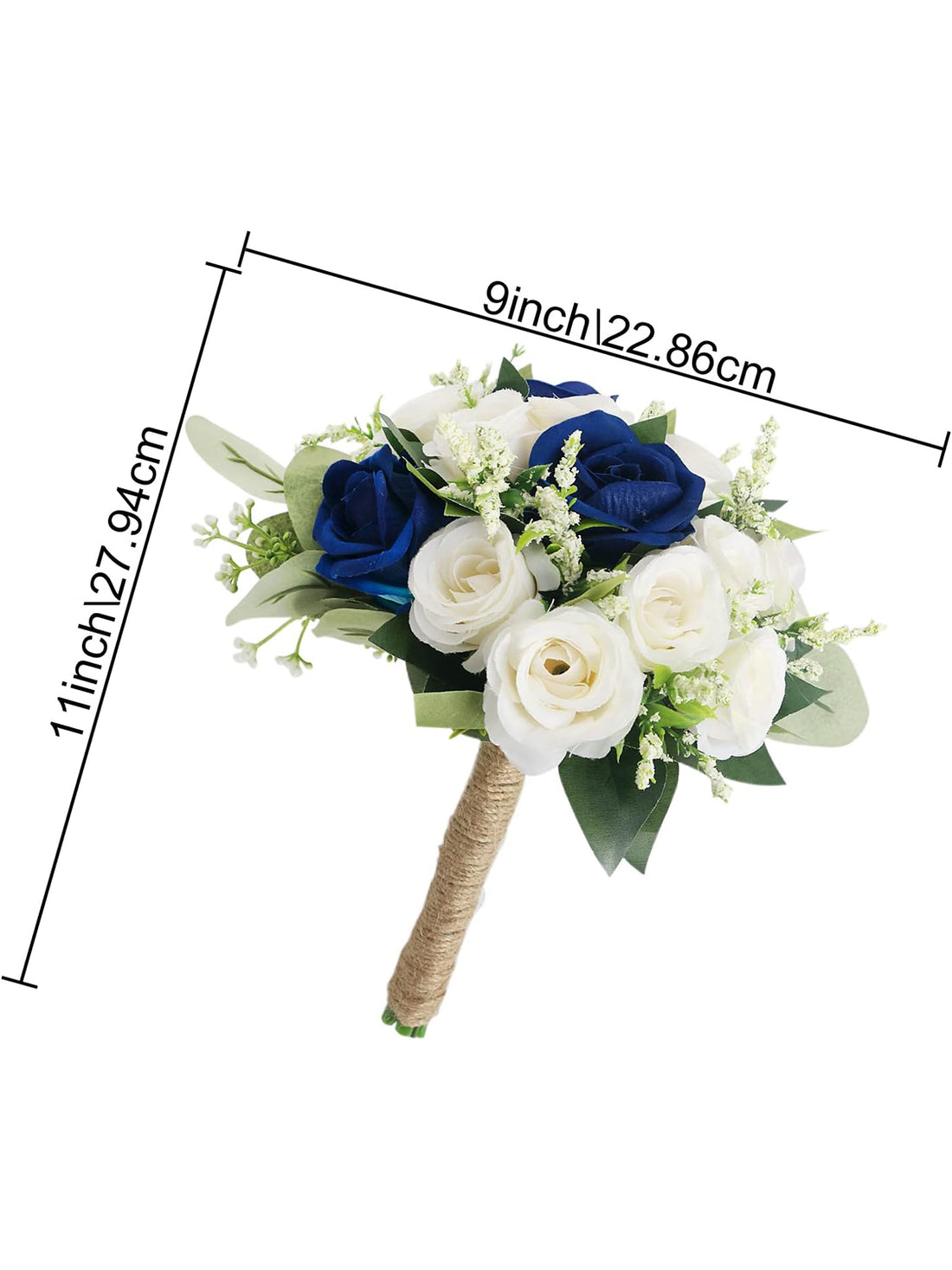 Bridesmaid Bouquets Set Of 6 Artificial Flowers For Wedding Royal Blue White