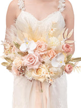 Champagne & Pink 13 Inch Artificial Wedding Bride Bouquets