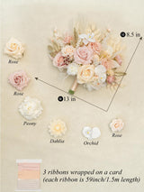 Champagne & Pink 13 Inch Artificial Wedding Bride Bouquets