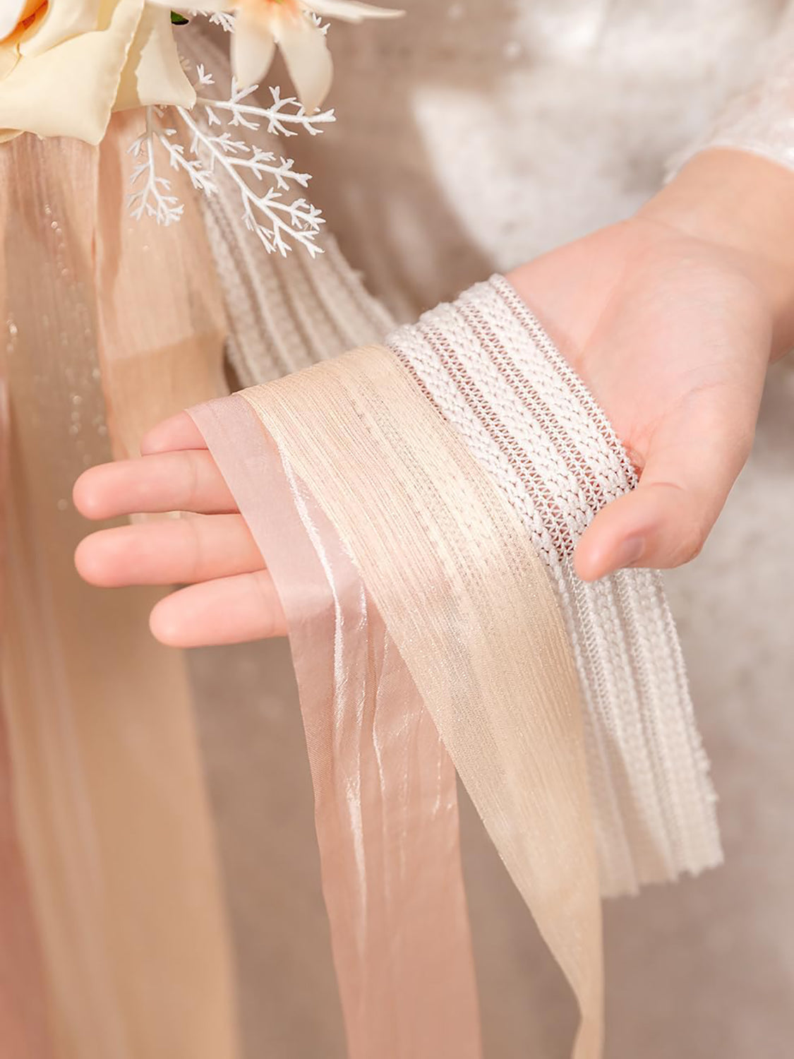 Champagne & Pink 13 Inch Artificial Wedding Bride Bouquets